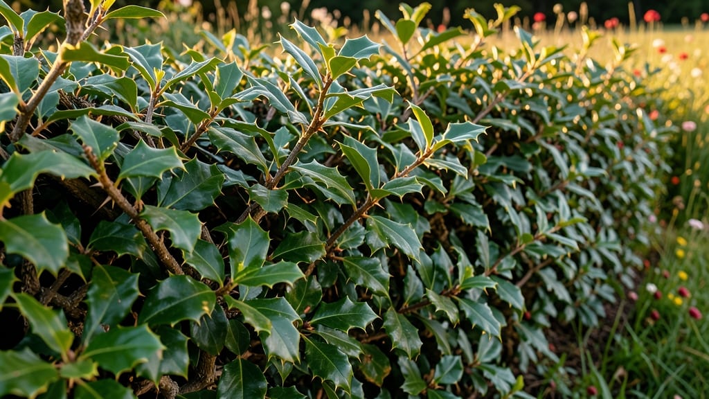 Holly Bushes with Thorny Wildlife Defense