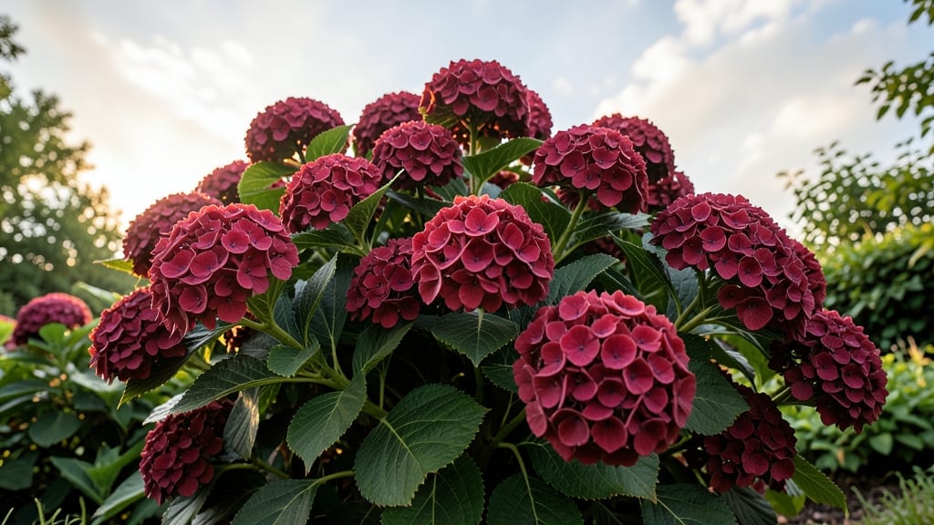Oakleaf Hydrangea with Ruby Red Blooms