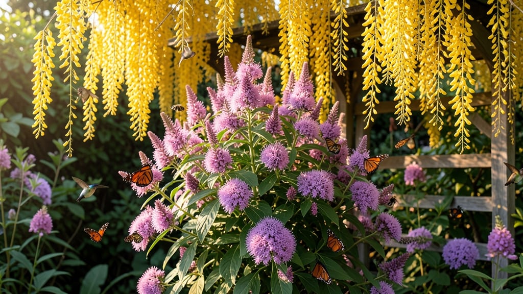 Butterfly Bush with Golden Rain Flowers
