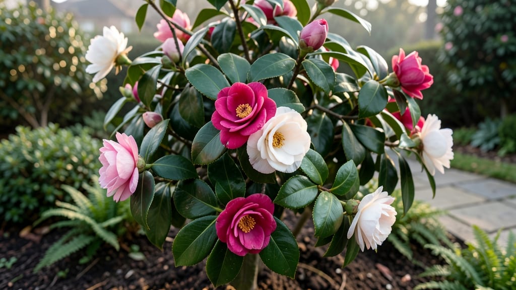 Camellia Bush Bloom in Winter: Year-Round Fragrance Through Pruning Magic